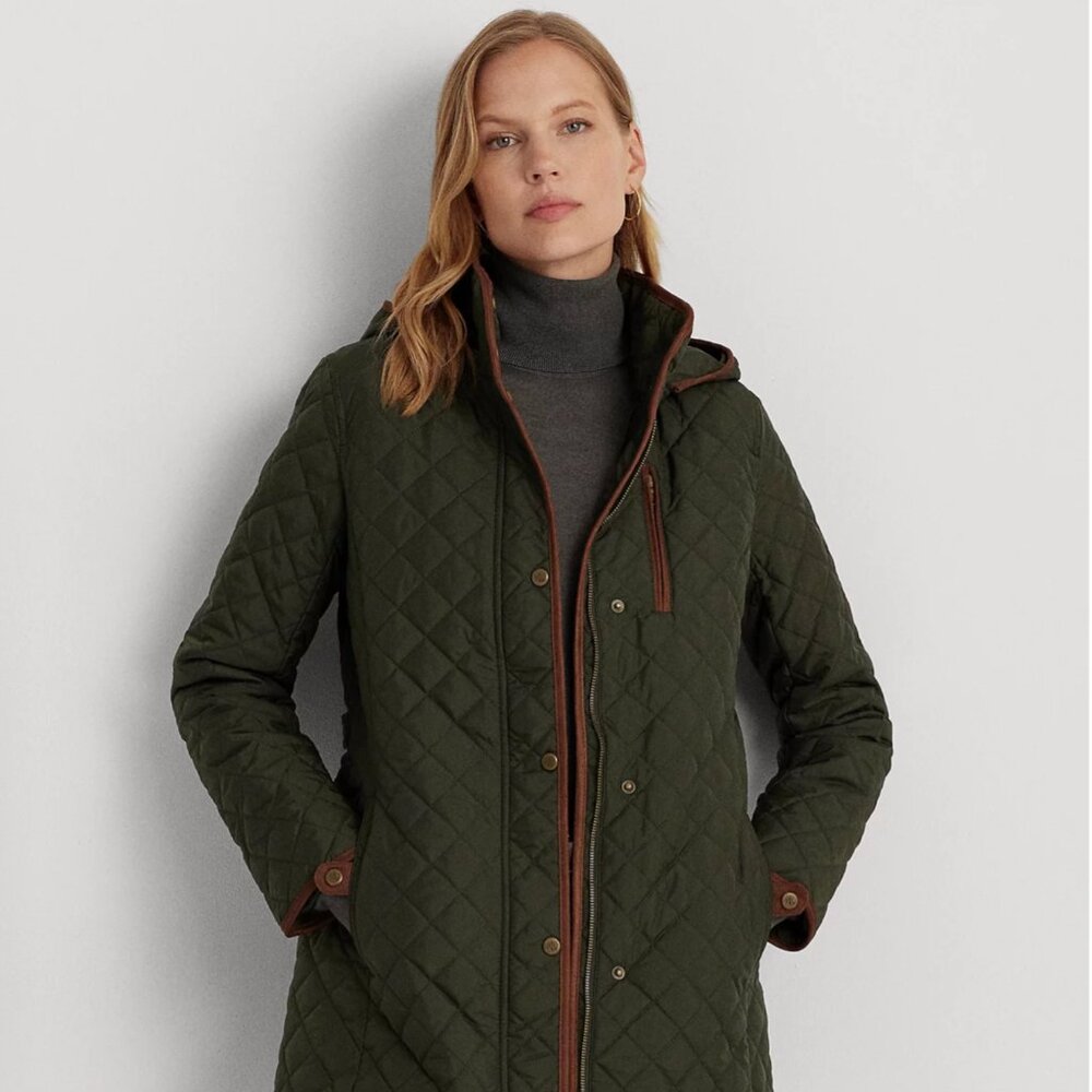 NWT Lauren Ralph Lauren Women's Hooded Quilted Coat Size M